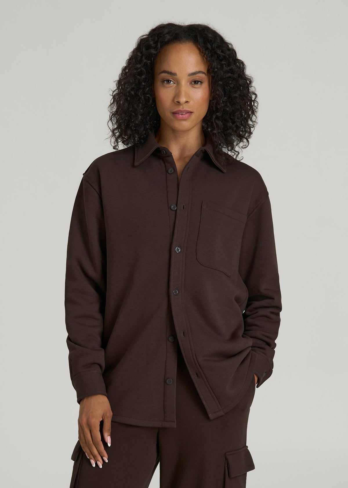 Wearever 2.0 Fleece Shacket for Tall Women in Espresso