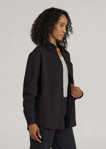 Wearever 2.0 Fleece Shacket for Tall Women in Graphite Black