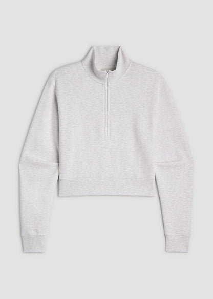 Wearever 2.0 Fleece Half-Zip Cropped Sweatshirt for Tall Women in Heather Cloud White