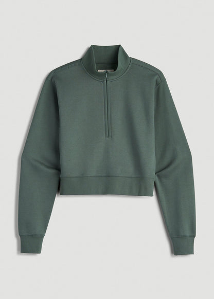 Wearever 2.0 Fleece Half-Zip Cropped Sweatshirt for Tall Women in Balsam Green