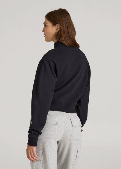 Wearever 2.0 Fleece Half-Zip Cropped Sweatshirt for Tall Women in Black