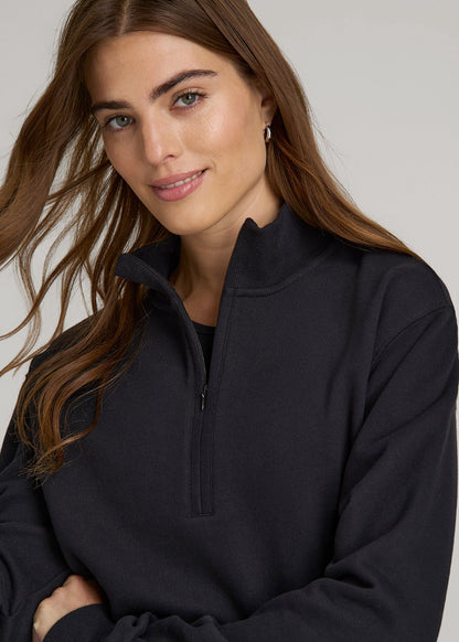 Wearever 2.0 Fleece Half-Zip Cropped Sweatshirt for Tall Women in Black