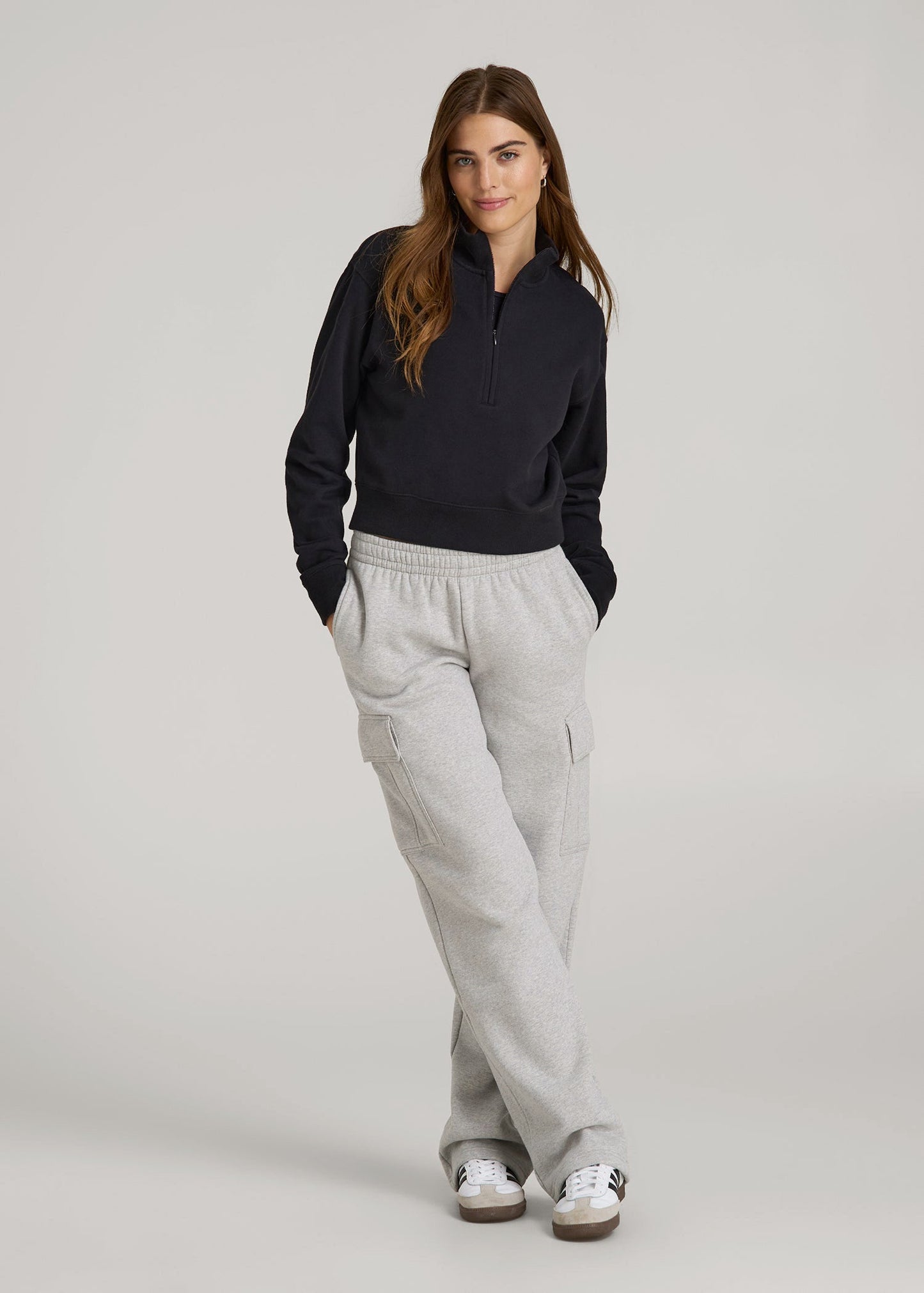Wearever 2.0 Fleece Half-Zip Cropped Sweatshirt for Tall Women in Black
