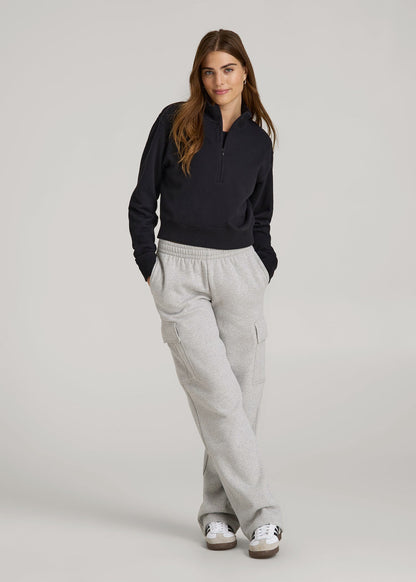 Wearever 2.0 Fleece Half-Zip Cropped Sweatshirt for Tall Women in Black