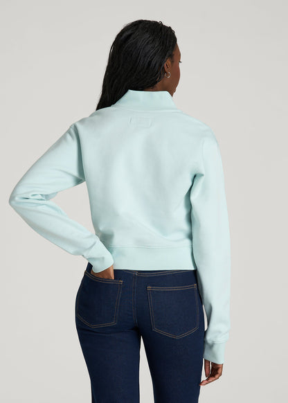 Wearever 2.0 Fleece Half-Zip Cropped Sweatshirt for Tall Women in Opal Blue