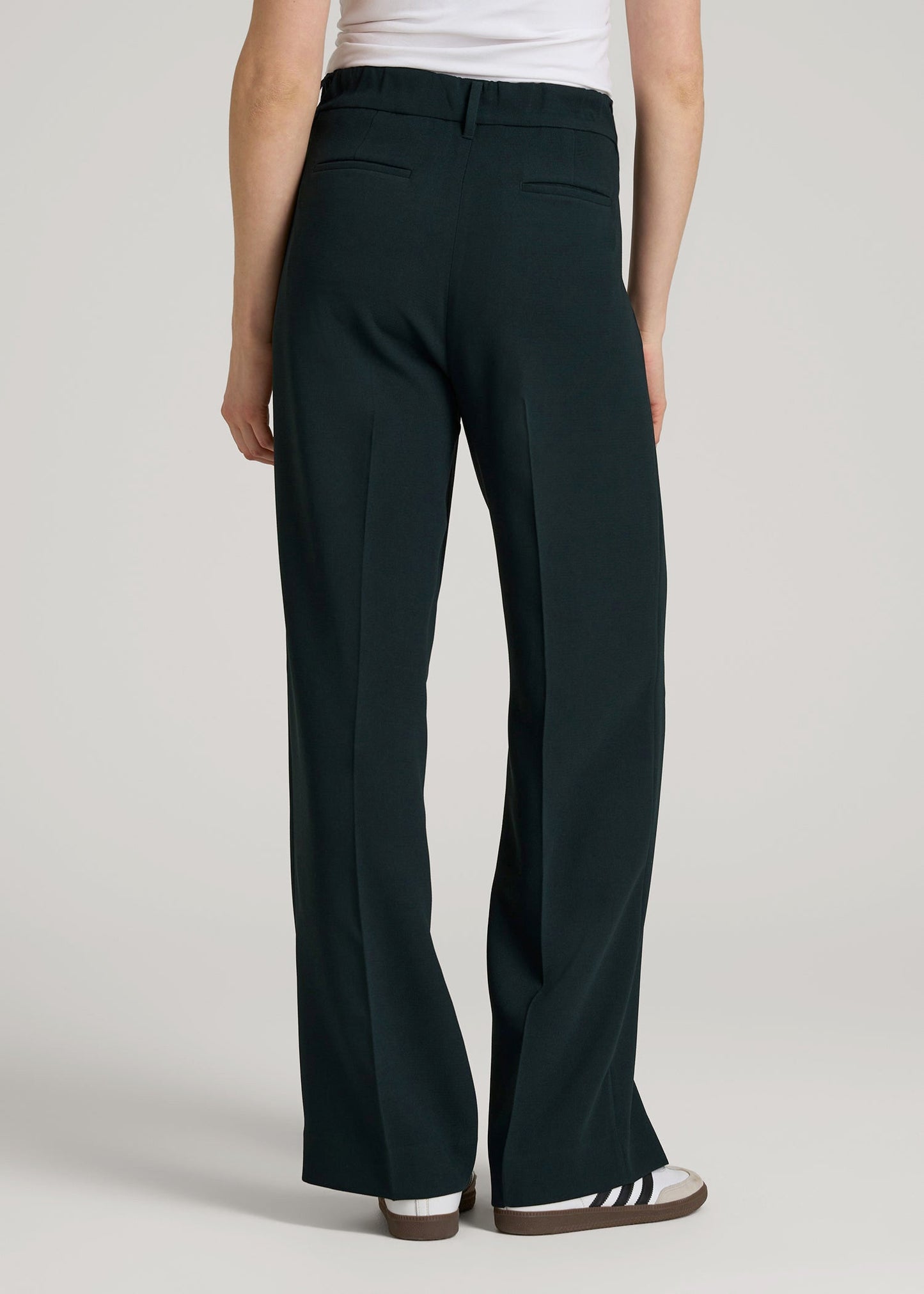 Wide Leg Pleated Dress Pants 2.0 for Tall Women in Midnight Green