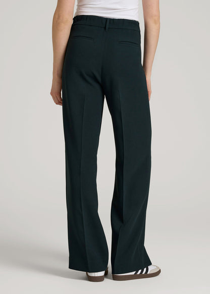 Wide Leg Pleated Dress Pants 2.0 for Tall Women in Midnight Green