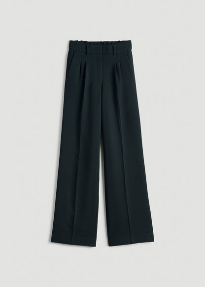 Wide Leg Pleated Dress Pants 2.0 for Tall Women in Midnight Green