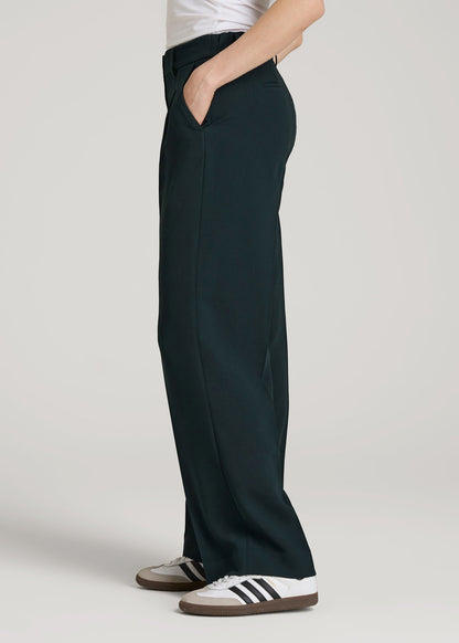 Wide Leg Pleated Dress Pants 2.0 for Tall Women in Midnight Green