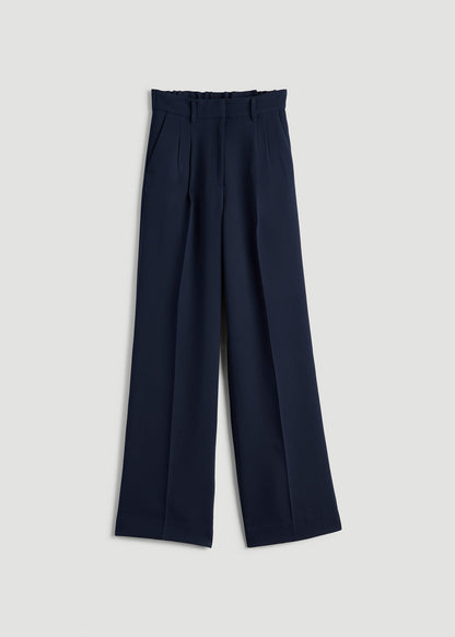 Wide Leg Pleated Dress Pants 2.0 for Tall Women in Navy