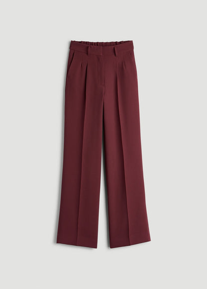 Wide Leg Pleated Dress Pants 2.0 for Tall Women in Tawny Port