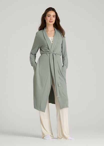 Waffle Lounge Robe for Tall Women in Seagrass