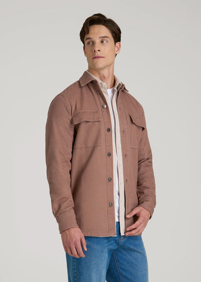 Casual Twill Shirt Jacket for Tall Men in Nutmeg
