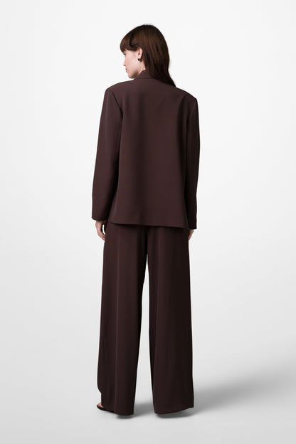 Lana Pleated Elastic Waist Trousers | Espresso Brown