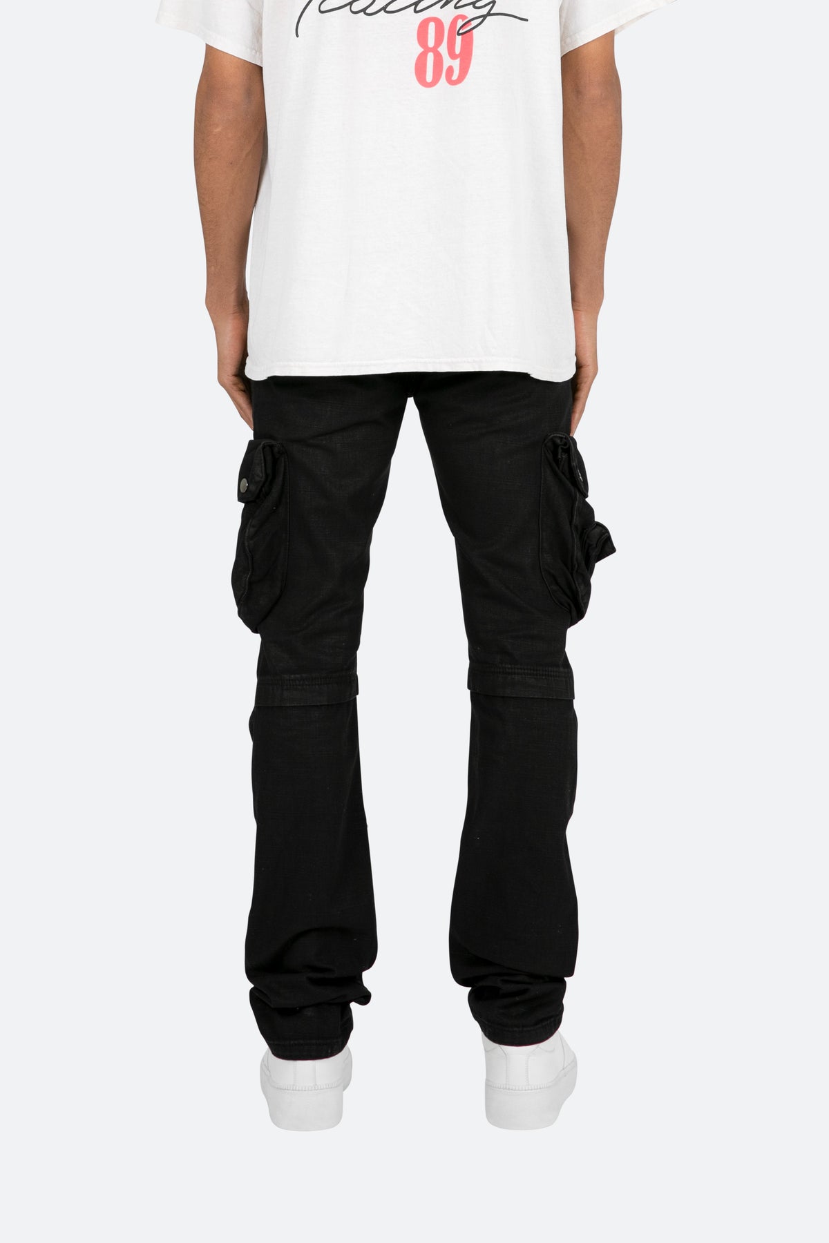 B357 Waxed Cargo Flare Denim - Black