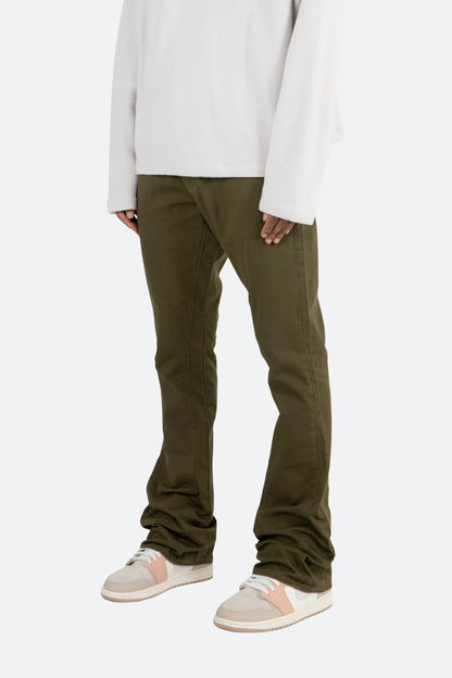 B472 Twill Flare Pants - Olive