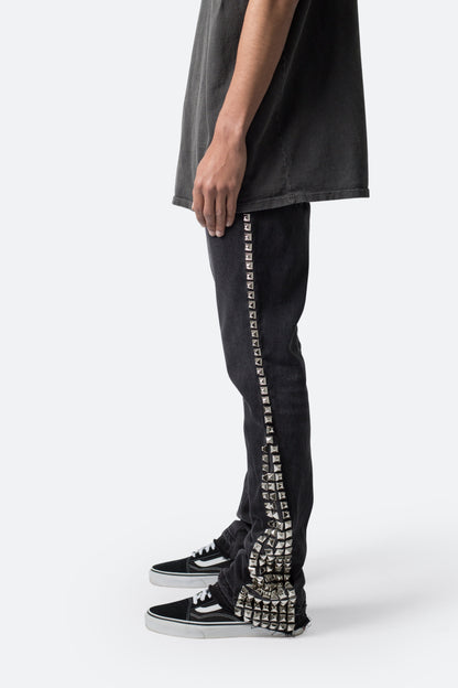 B572 Studded Flare Denim - Black