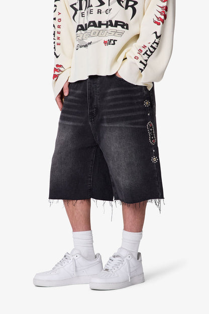 Baggy Mojave Denim Shorts - Black