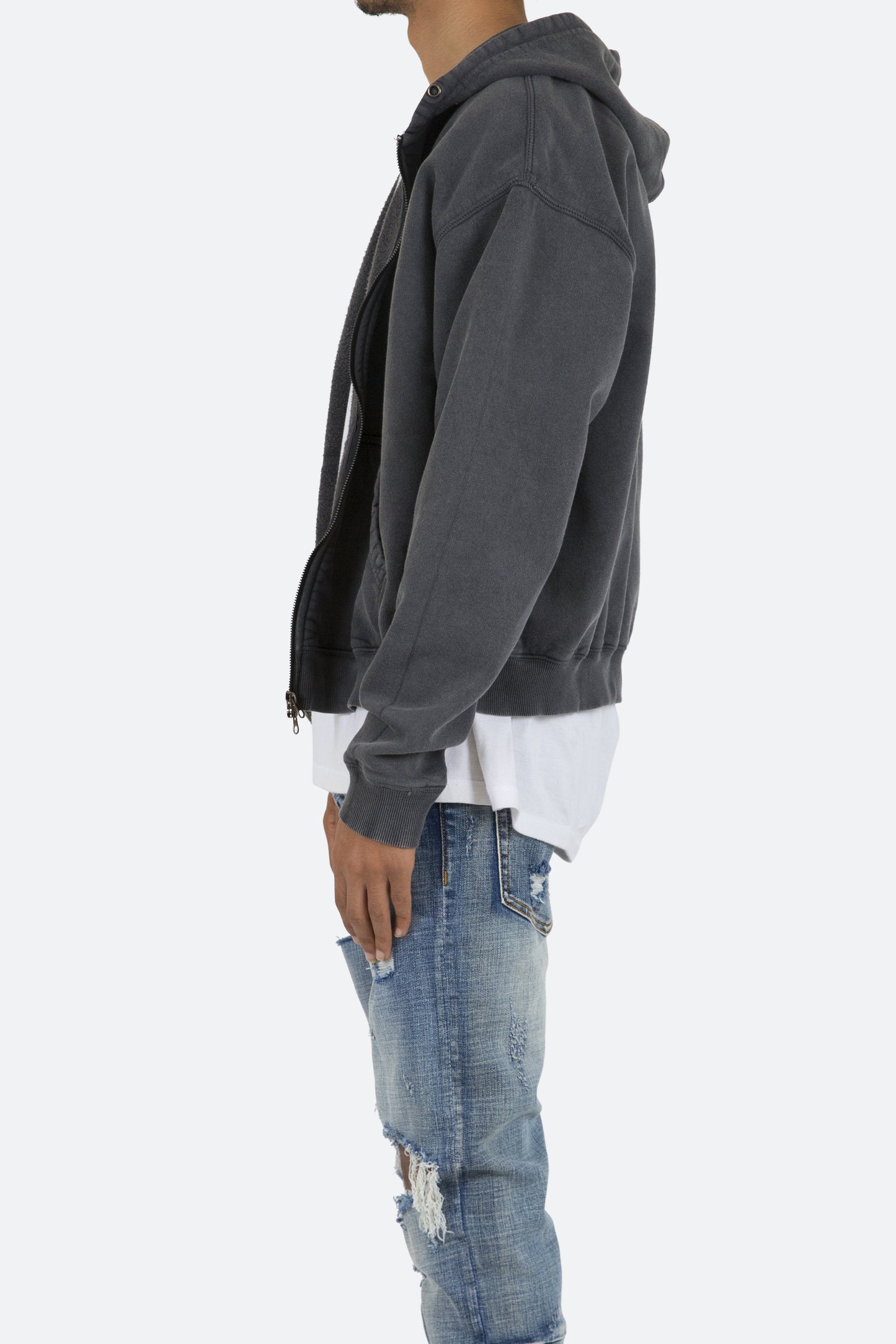Basic Zip Up Hoodie - Vintage Black