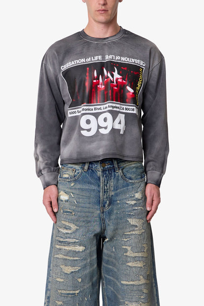 Cessation of Life Printed L/S Tee - Washed Black