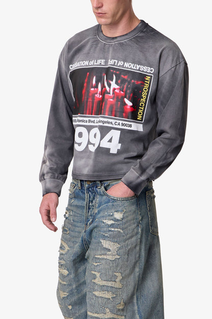 Cessation of Life Printed L/S Tee - Washed Black
