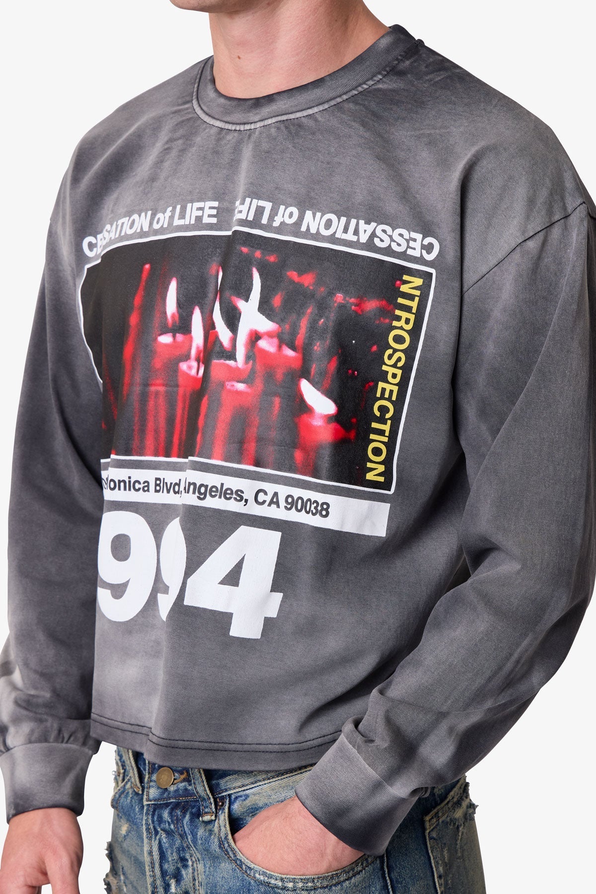 Cessation of Life Printed L/S Tee - Washed Black