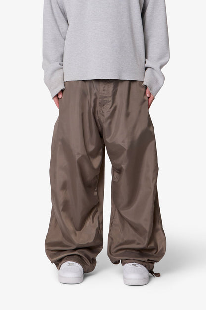 Cinched Baggy Nylon Pants - Olive