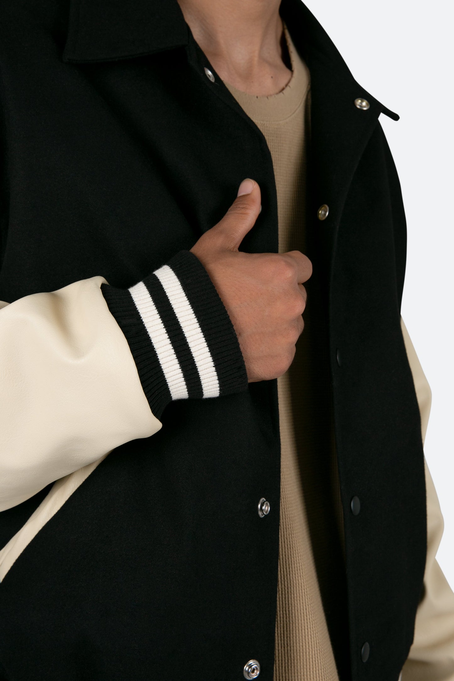 Collared Varsity Jacket - Black/White