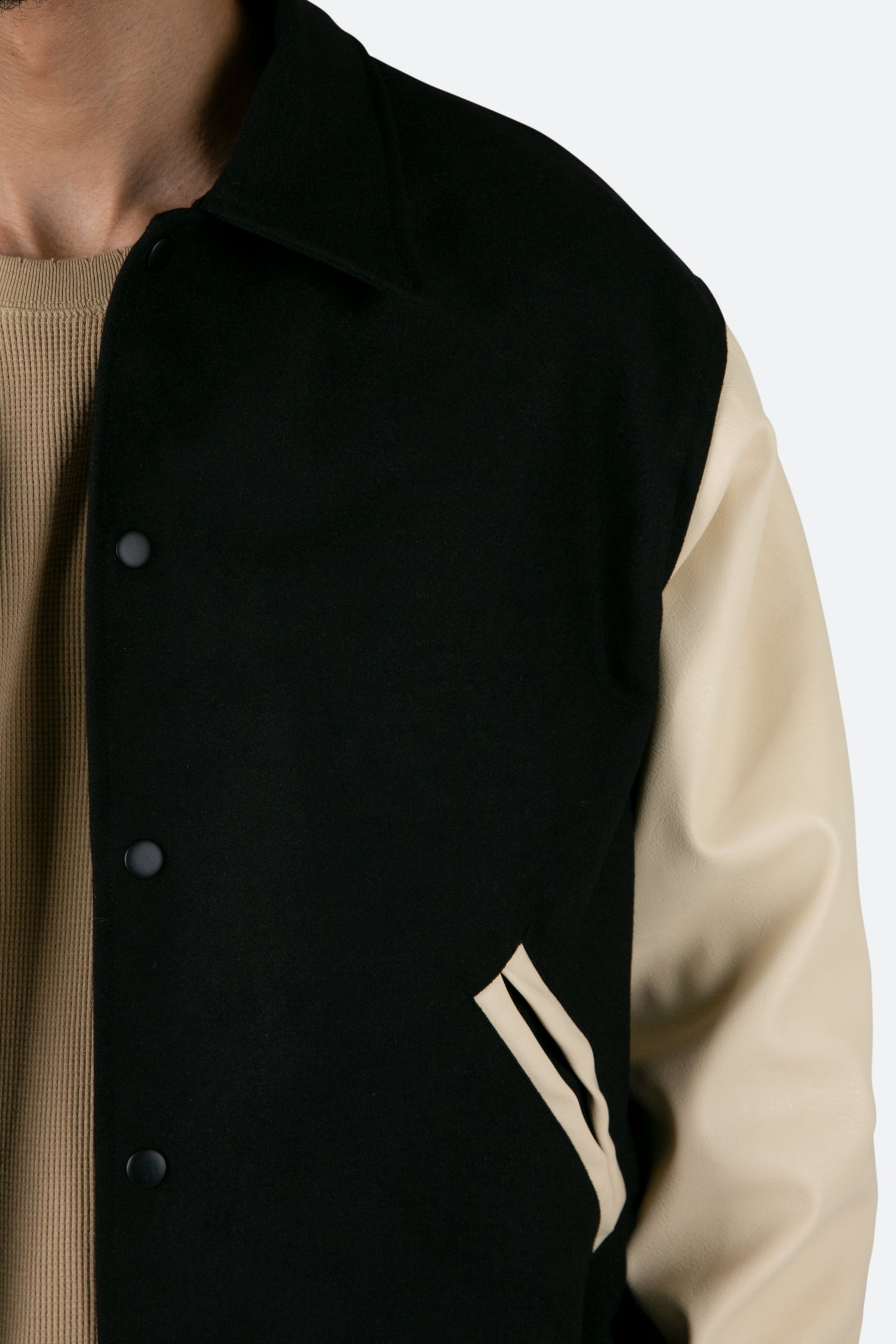 Collared Varsity Jacket - Black/White