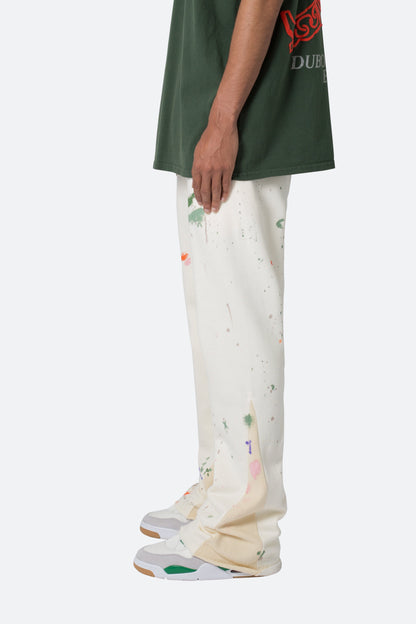 Contrast Bootcut Sweatpants - Off White