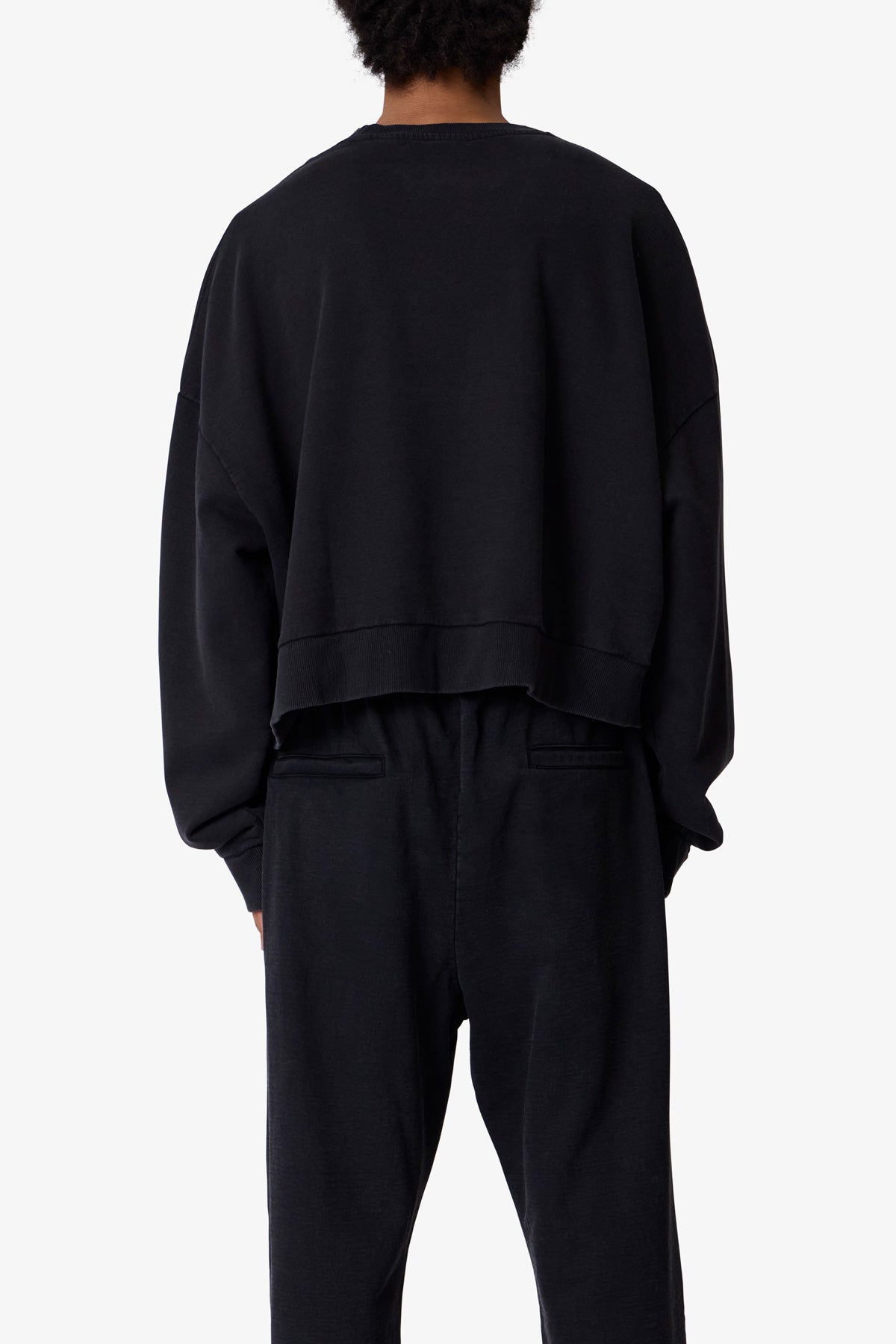 Cropped Crewneck - Washed Black