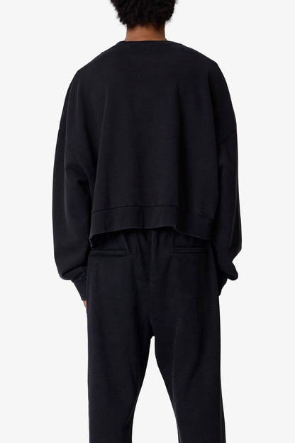 Cropped Crewneck - Washed Black