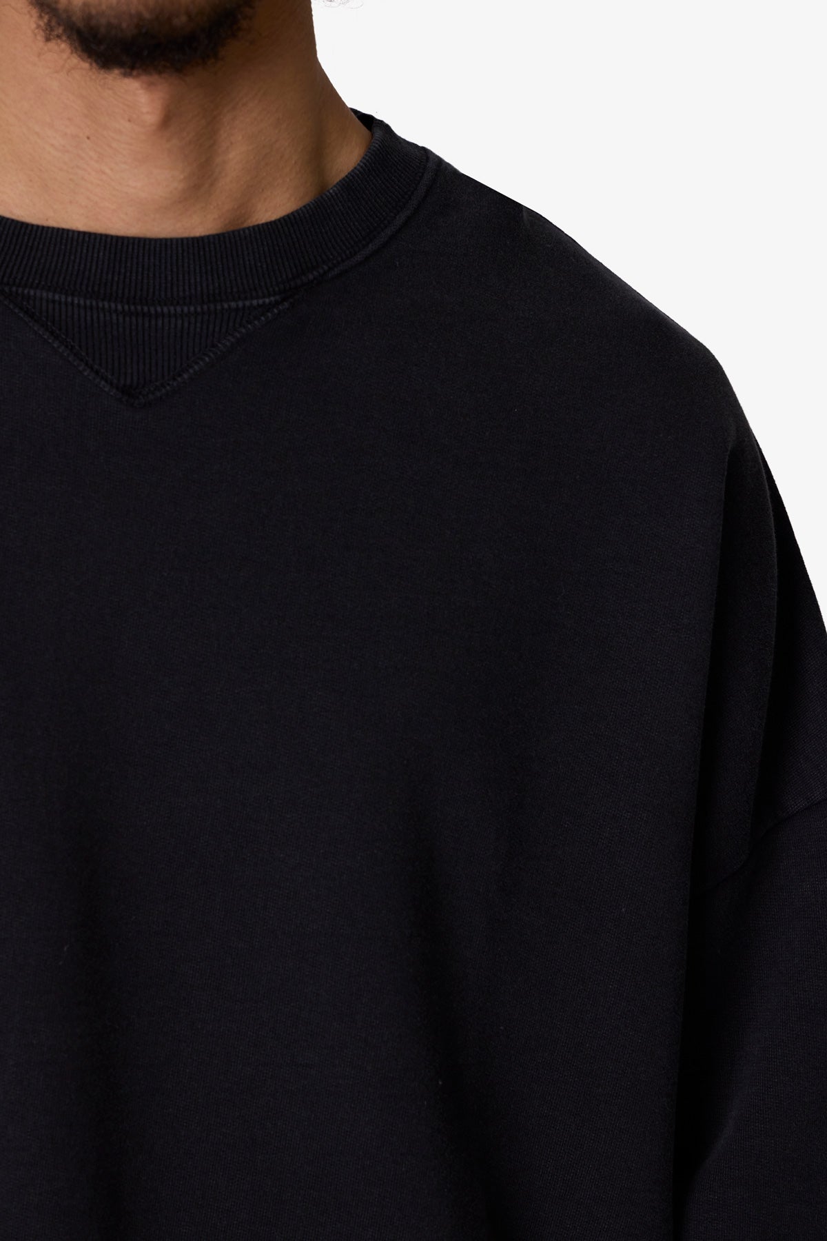 Cropped Crewneck - Washed Black