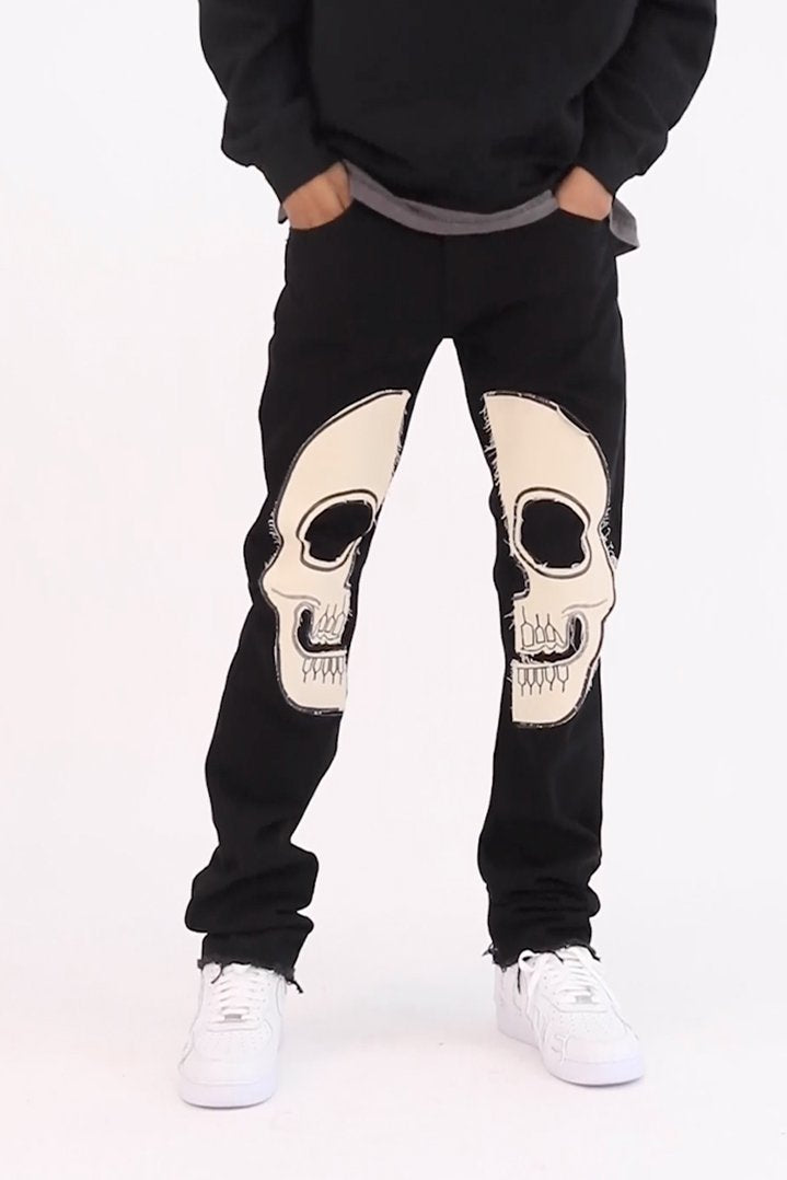 D181 Straight Denim - Black/White