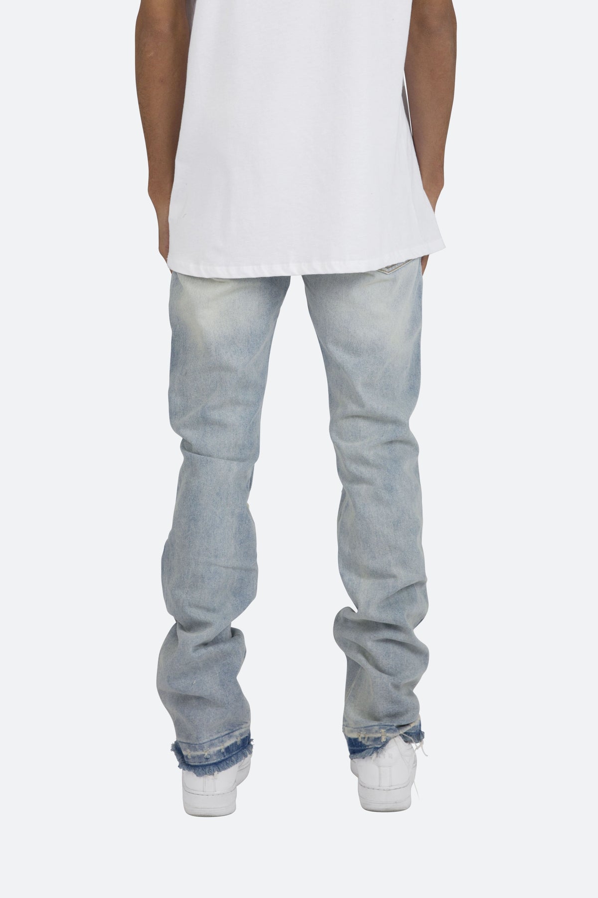 D184 Skeleton Straight Denim - Blue/White