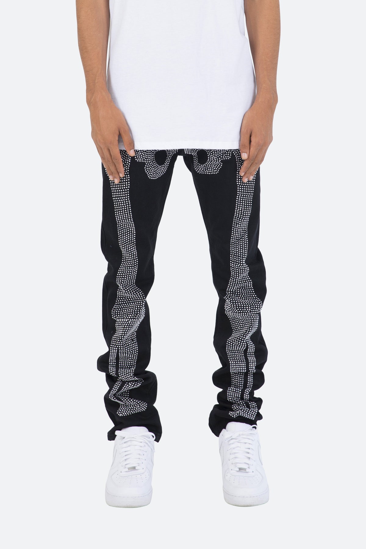 D249 Skeleton Straight Denim - Black/White