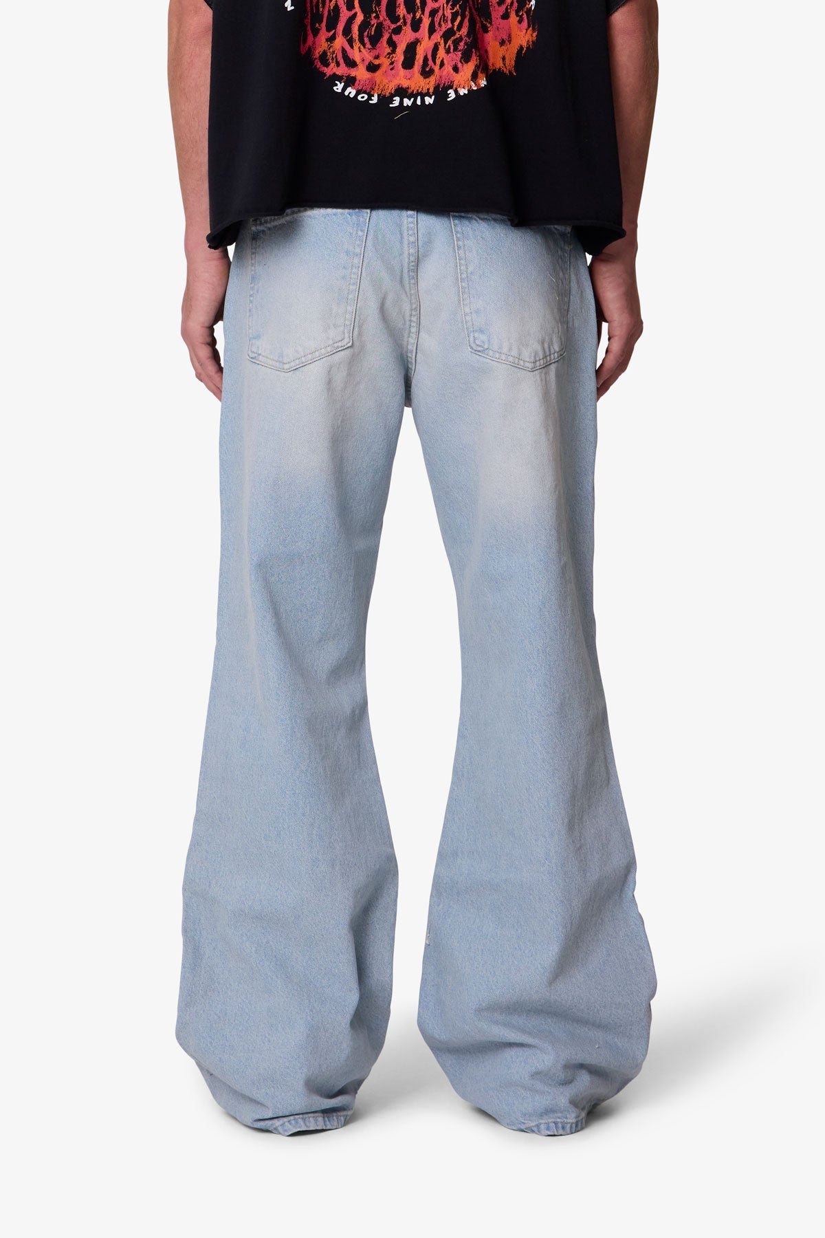 Distressed Kick Flare Denim - Blue