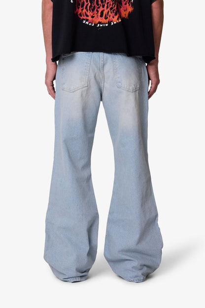Distressed Kick Flare Denim - Blue