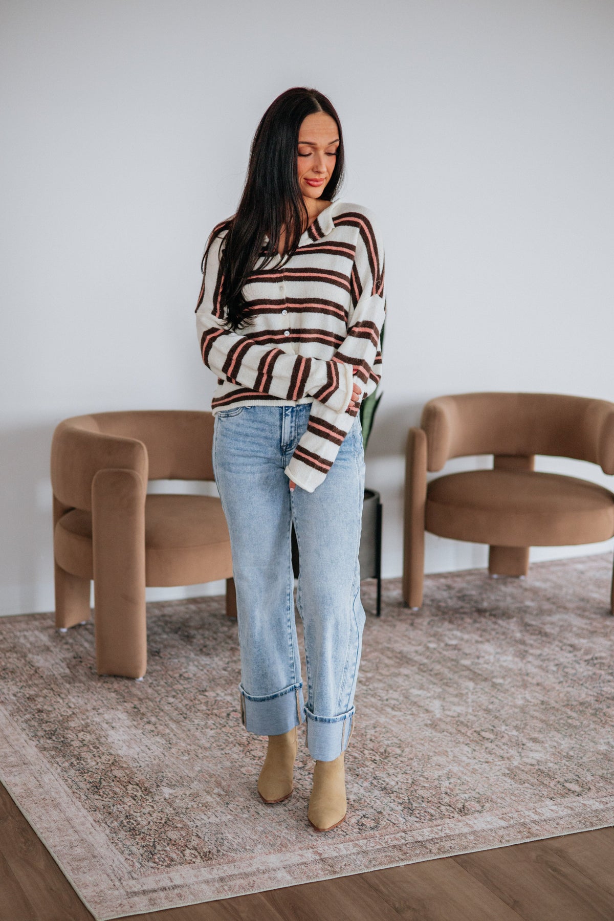 Teddy Striped Cardigan