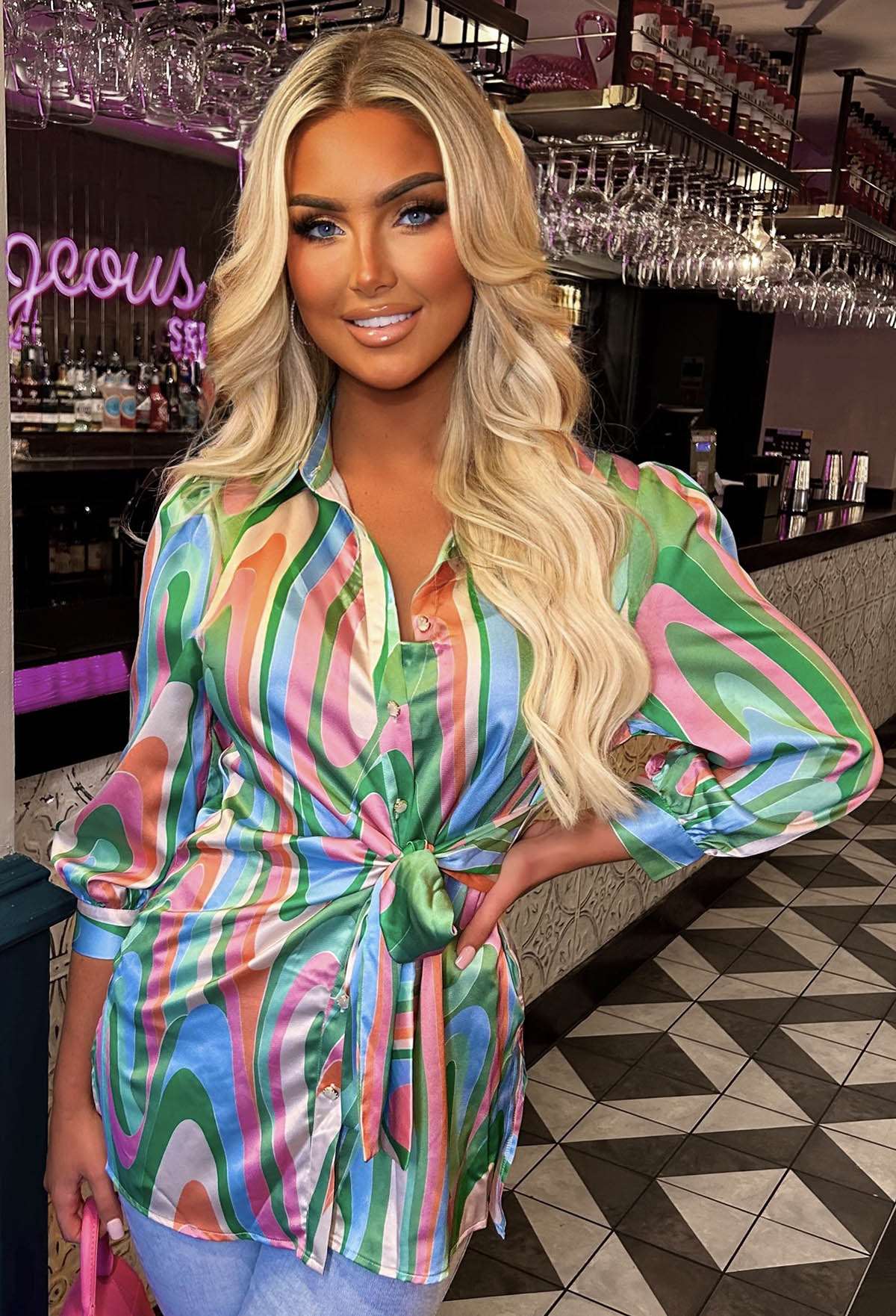 Angelic Beauty Multi Knot Detail Satin Shirt