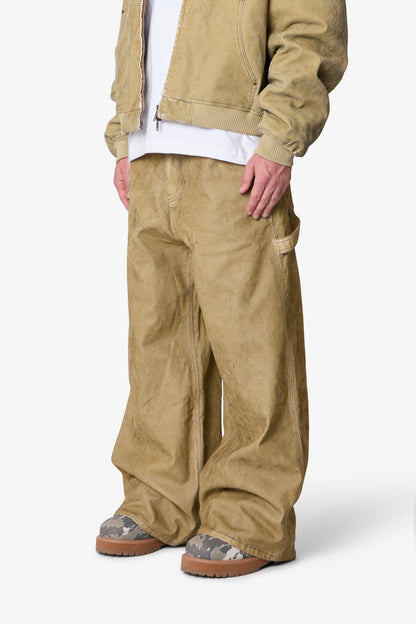 Flocked Oversized Work Pants - Tan