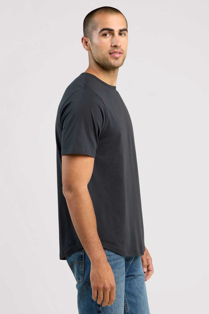 Short Sleeve Curved Hem T-Shirt | Black