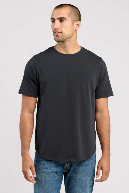 Short Sleeve Curved Hem T-Shirt | Black