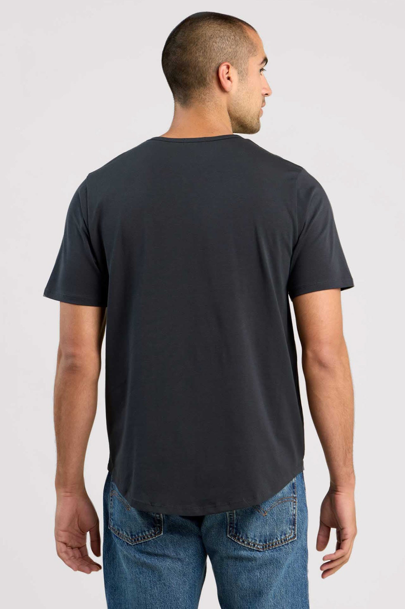 Short Sleeve Curved Hem T-Shirt | Black