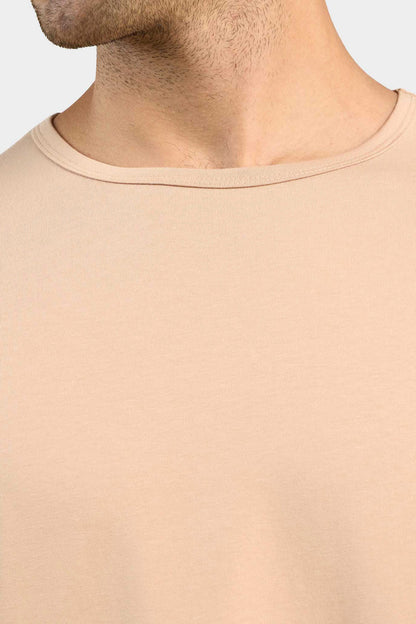 Short Sleeve Curved Hem T-Shirt | Sand