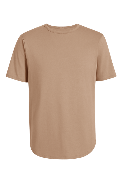 Short Sleeve Curved Hem T-Shirt | Sand