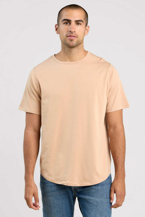 Short Sleeve Curved Hem T-Shirt | Sand