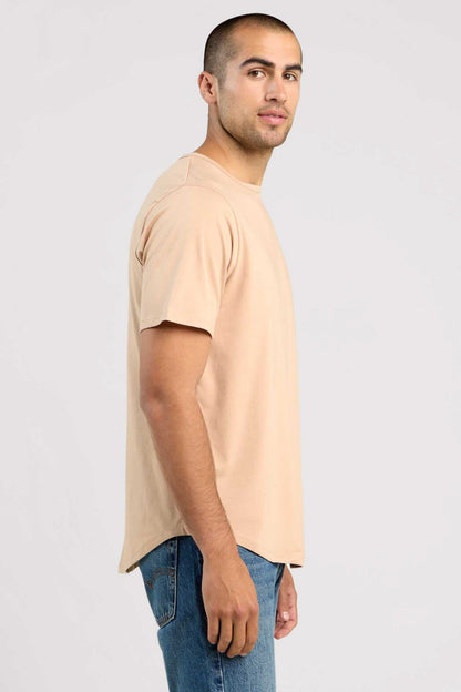 Short Sleeve Curved Hem T-Shirt | Sand