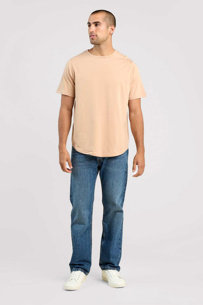 Short Sleeve Curved Hem T-Shirt | Sand