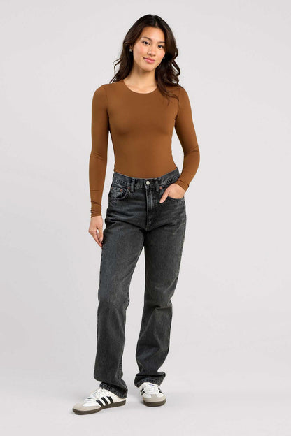 Long Sleeve Crewneck Bodysuit | Chocolate